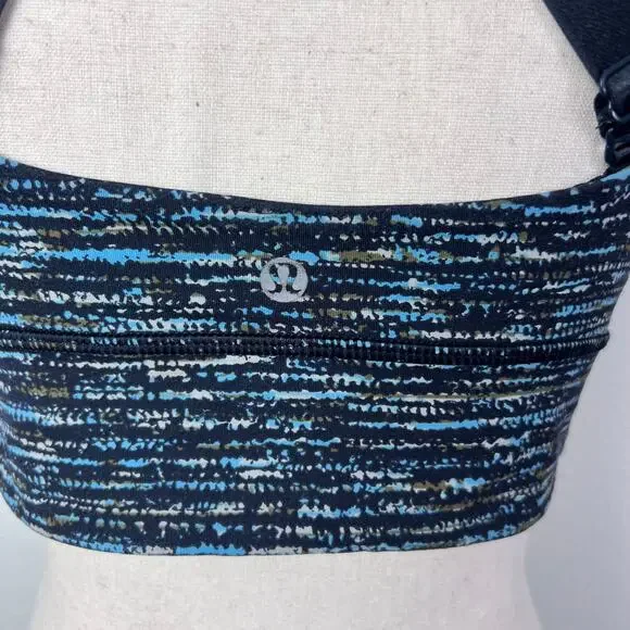 Lululemon Both Ways Sports Bra Strappy Back Blue Black Size 10 - Picture 6 of 7
